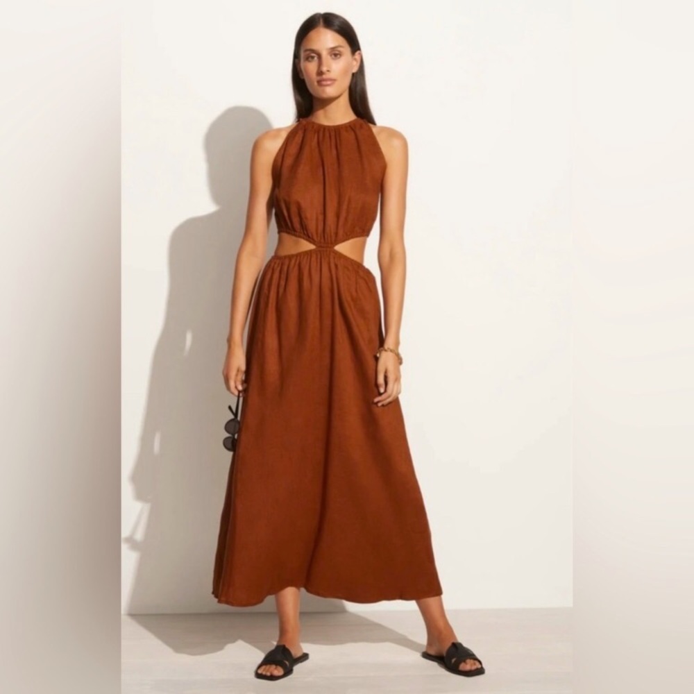 FAITHFULL THE BRAND MIDI LINEN DRESS